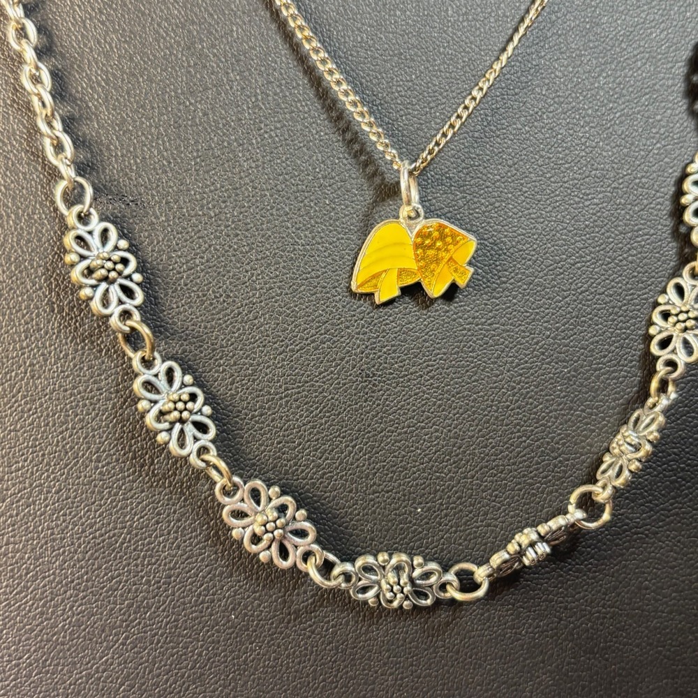 Pendant Necklaces Silver Tone Delicate Y2K 90s Fashion Tiny‎ Mushroom